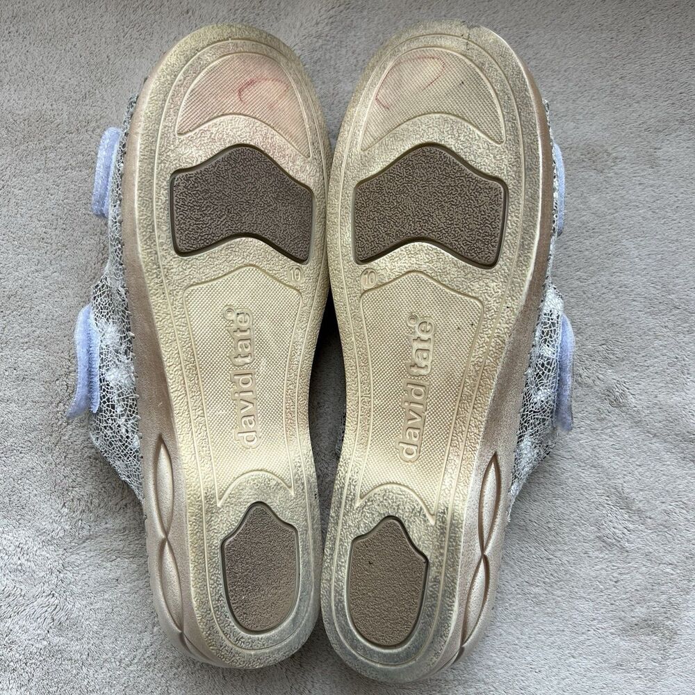David Tate White w/ Crackle Bronze Leather Wedge Heel Slide Sandals‎ Women 10 N - Picture 14 of 16